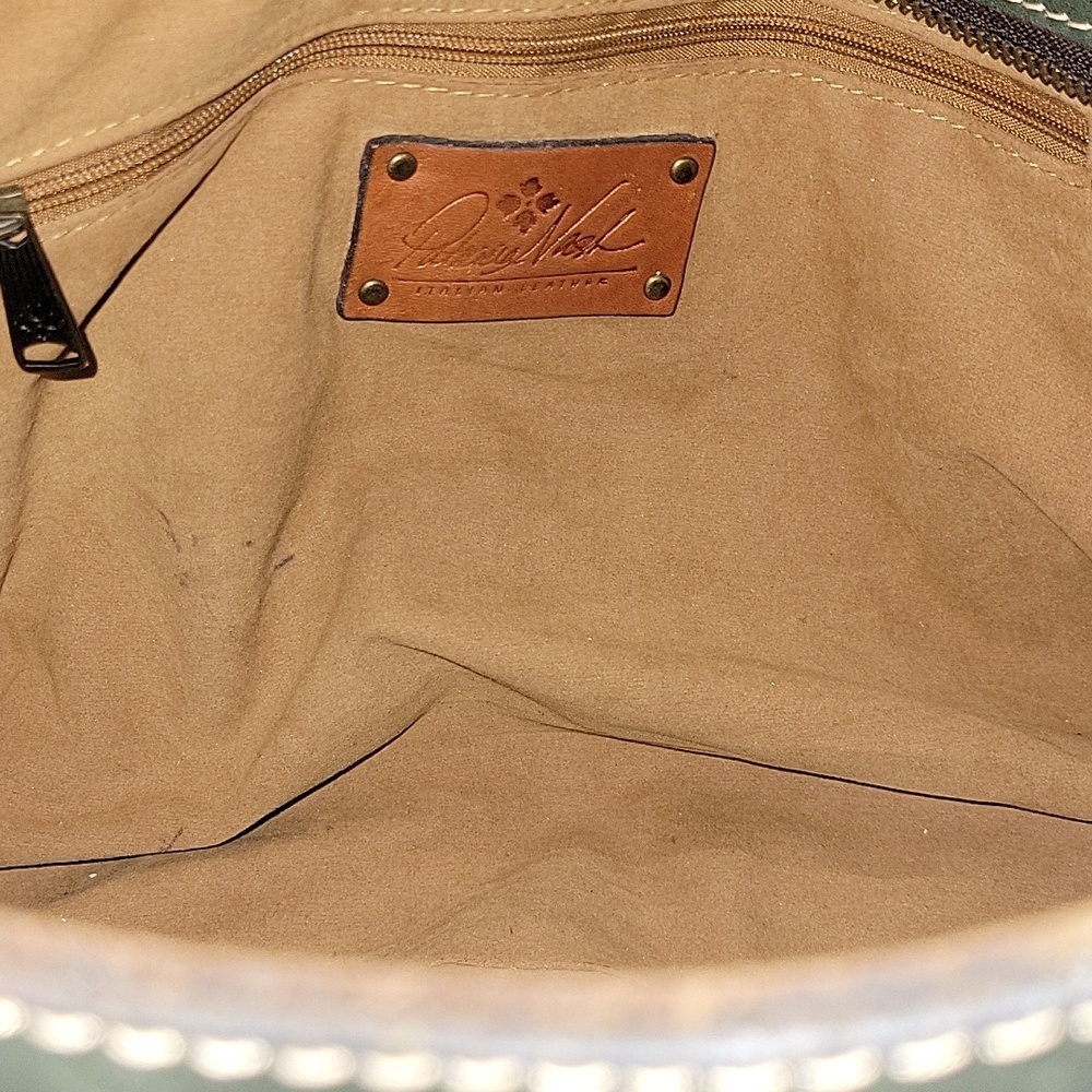 Patricia Nash Dark Green Leather Napoli Satchel Handbag Purse Tote - Picture 15 of 16